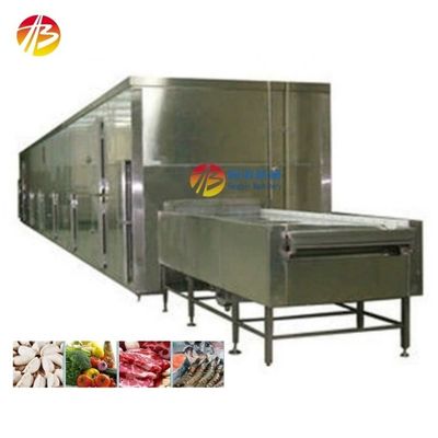 Gefrieren Fruchtmasse Meeresfrüchte Industriegefriermaschine 10-60min Gefrierzeit 800mm Einlassbreite