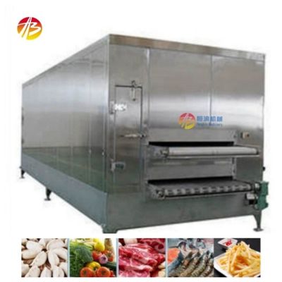 Gefrieren Fruchtmasse Meeresfrüchte Industriegefriermaschine 10-60min Gefrierzeit 800mm Einlassbreite